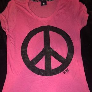 PINK VS pink peace T-shirt sparkle - large